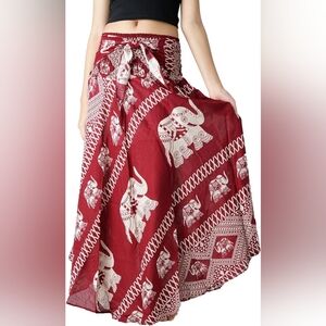 Women's Red Elephant Print Wrap Skirt